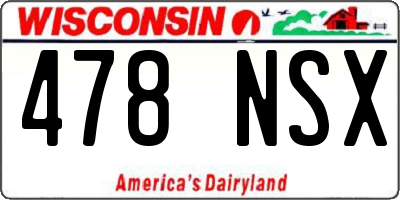 WI license plate 478NSX