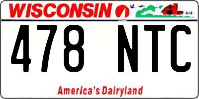 WI license plate 478NTC