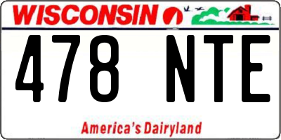 WI license plate 478NTE