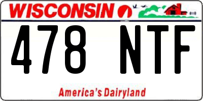 WI license plate 478NTF
