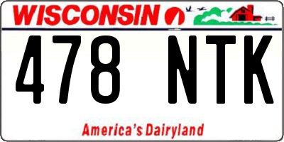 WI license plate 478NTK