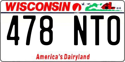 WI license plate 478NTO
