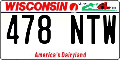 WI license plate 478NTW