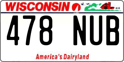 WI license plate 478NUB