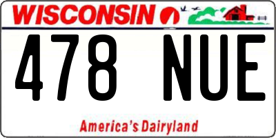 WI license plate 478NUE