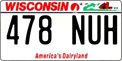 WI license plate 478NUH