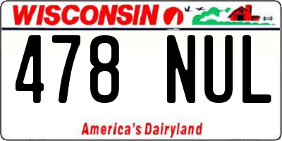 WI license plate 478NUL
