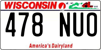 WI license plate 478NUO