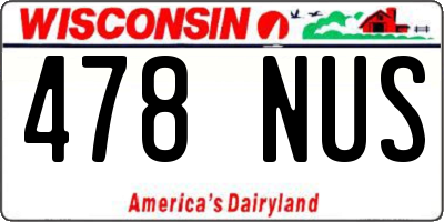 WI license plate 478NUS