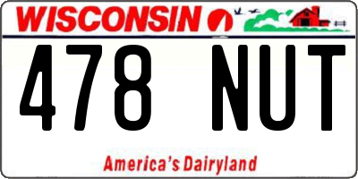 WI license plate 478NUT