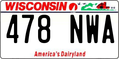WI license plate 478NWA