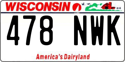 WI license plate 478NWK