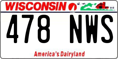 WI license plate 478NWS