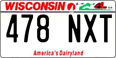 WI license plate 478NXT