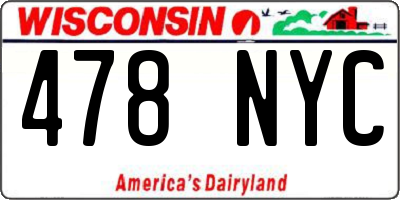 WI license plate 478NYC