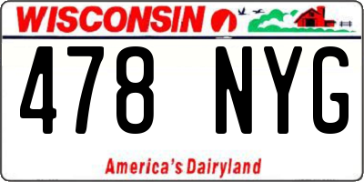 WI license plate 478NYG