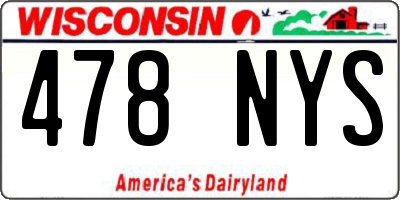 WI license plate 478NYS