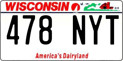 WI license plate 478NYT