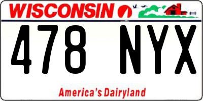 WI license plate 478NYX