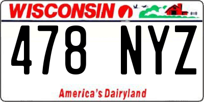 WI license plate 478NYZ