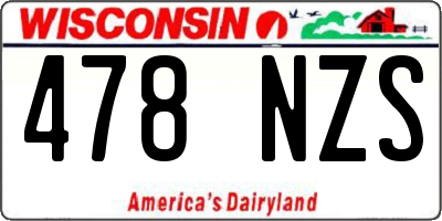 WI license plate 478NZS
