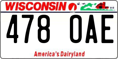 WI license plate 478OAE