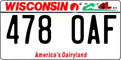 WI license plate 478OAF