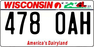 WI license plate 478OAH