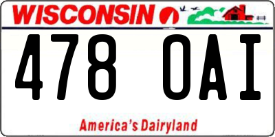WI license plate 478OAI