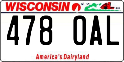 WI license plate 478OAL