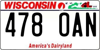 WI license plate 478OAN