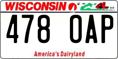 WI license plate 478OAP