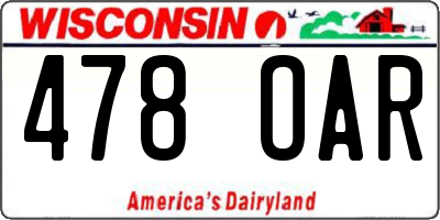 WI license plate 478OAR