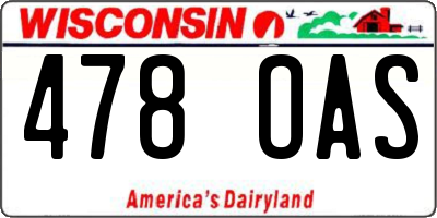 WI license plate 478OAS