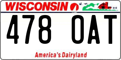 WI license plate 478OAT