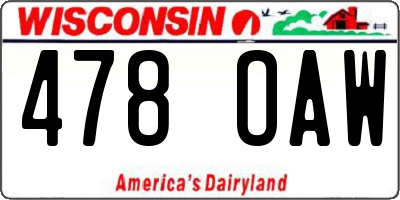WI license plate 478OAW