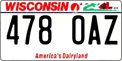 WI license plate 478OAZ