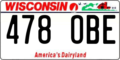 WI license plate 478OBE