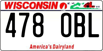 WI license plate 478OBL