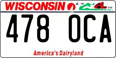 WI license plate 478OCA