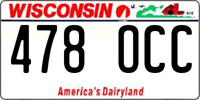 WI license plate 478OCC