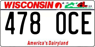 WI license plate 478OCE