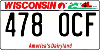 WI license plate 478OCF