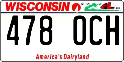 WI license plate 478OCH
