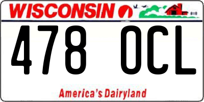 WI license plate 478OCL