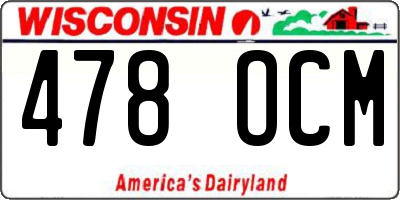 WI license plate 478OCM
