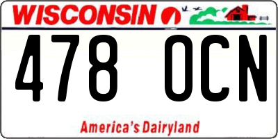 WI license plate 478OCN