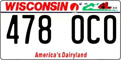 WI license plate 478OCO