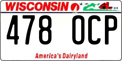 WI license plate 478OCP
