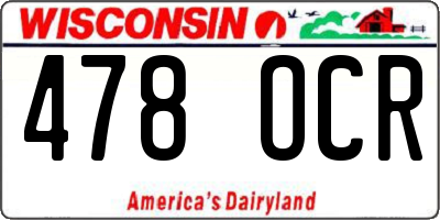 WI license plate 478OCR